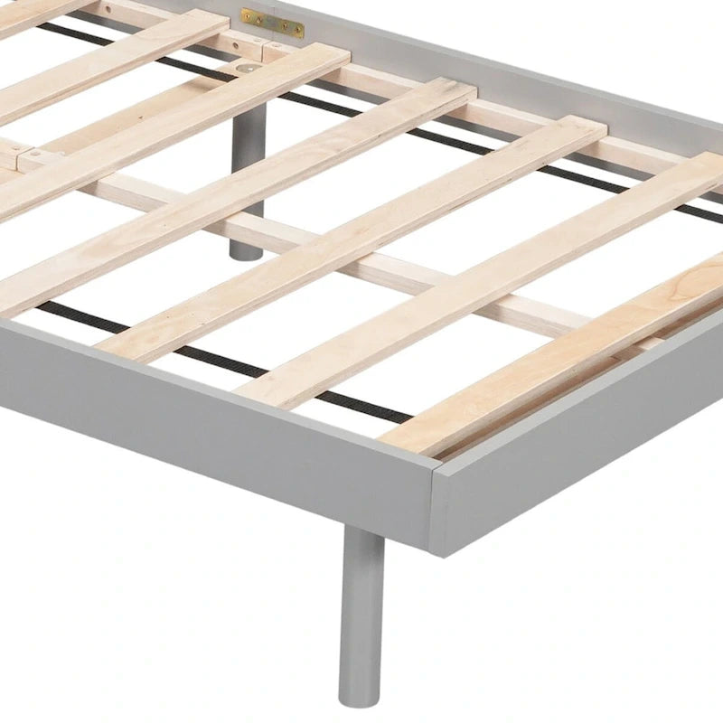 Cadre de lit plateforme en bois pour lit jumeau avec port de chargement USB