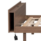 Cadre de lit plateforme en bois pour lit jumeau avec port de chargement USB
