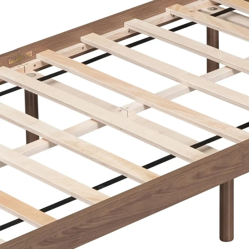 Cadre de lit plateforme en bois pour lit jumeau avec port de chargement USB