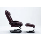 Fauteuil inclinable pivotant en cuir pleine fleur avec ottoman