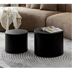 Tables basses gigognes rondes, lot de 2, en MDF avec fonction de rangement