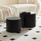 Tables basses gigognes rondes, lot de 2, en MDF avec fonction de rangement