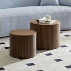 Tables basses gigognes rondes, lot de 2, en MDF avec fonction de rangement