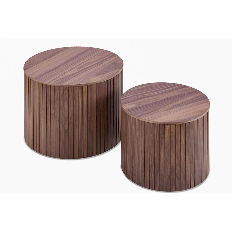 Tables basses gigognes rondes, lot de 2, en MDF avec fonction de rangement