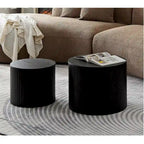 Tables basses gigognes rondes, lot de 2, en MDF avec fonction de rangement