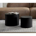 Tables basses gigognes rondes, lot de 2, en MDF avec fonction de rangement