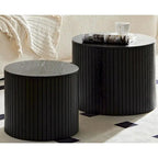 Tables basses gigognes rondes, lot de 2, en MDF avec fonction de rangement