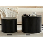 Tables basses gigognes rondes, lot de 2, en MDF avec fonction de rangement