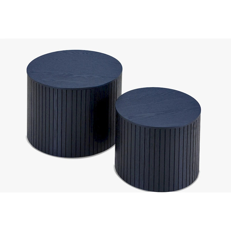 Tables basses gigognes rondes, lot de 2, en MDF avec fonction de rangement