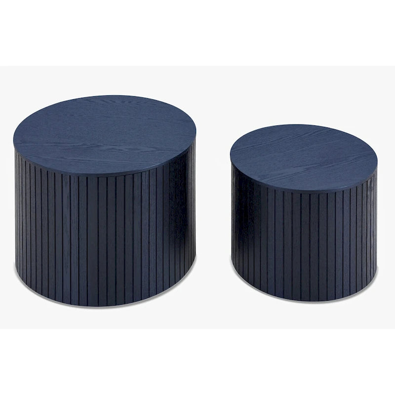 Tables basses gigognes rondes, lot de 2, en MDF avec fonction de rangement