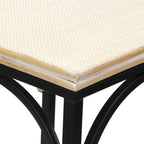 Lot de 2 tables d'appoint carrées en bois et métal avec accents en rotin
