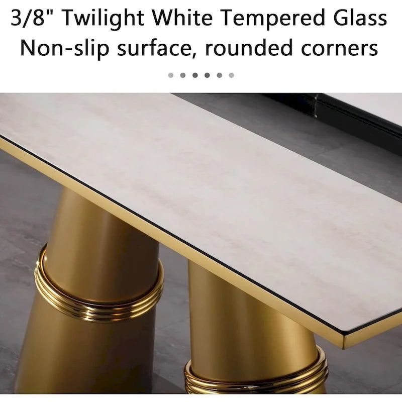Console en verre rectangulaire de 60 pouces avec base en métal