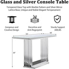 Console en verre rectangulaire de 60 pouces avec base en métal