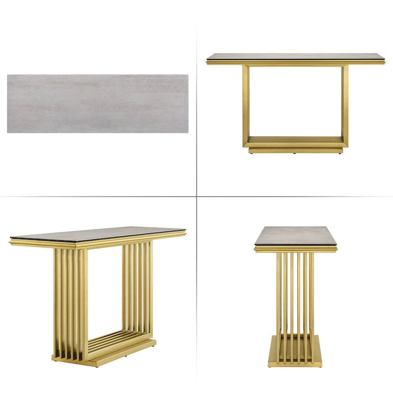 Console en verre rectangulaire de 60 pouces avec base en métal
