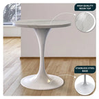 Table à manger ronde avec plateau en résine et piètement colonne en acier blanc
