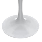 Table à manger ronde avec plateau en résine et piètement colonne en acier blanc