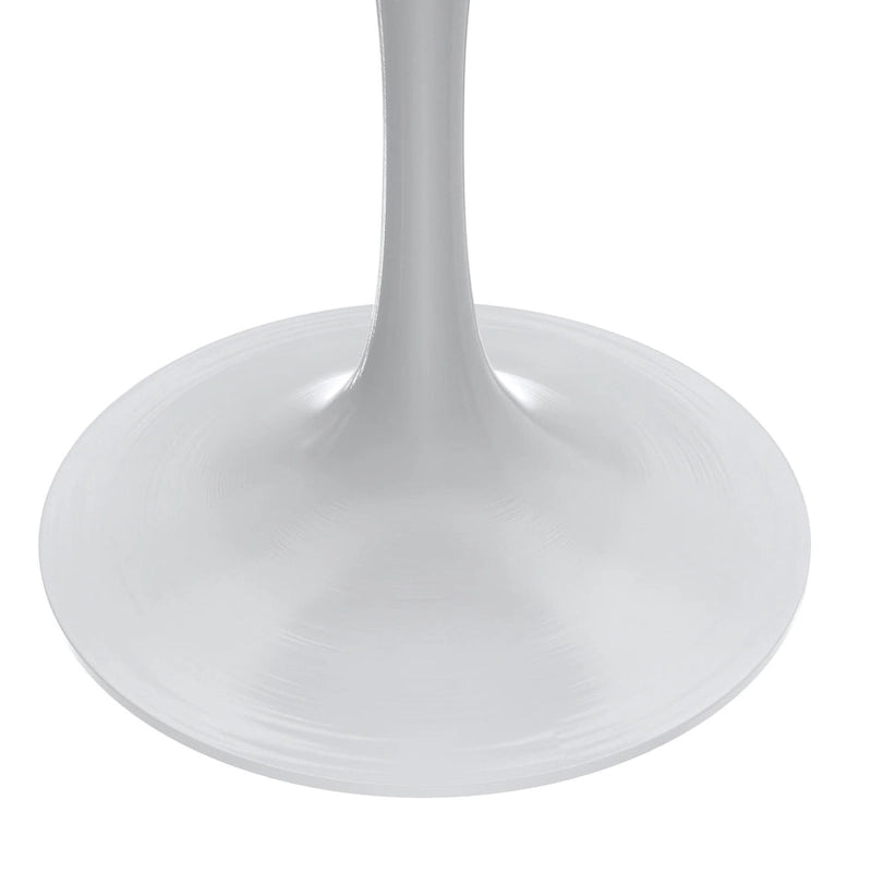 Table à manger ronde avec plateau en résine et piètement colonne en acier blanc