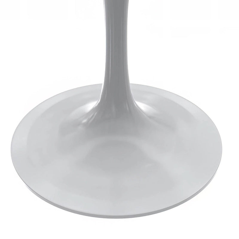 Table à manger ronde avec plateau en résine et piètement colonne en acier blanc