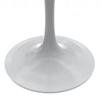 Table à manger ronde avec plateau en résine et piètement colonne en acier blanc