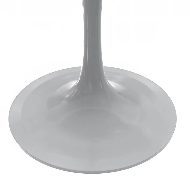 Table à manger ronde avec plateau en résine et piètement colonne en acier blanc