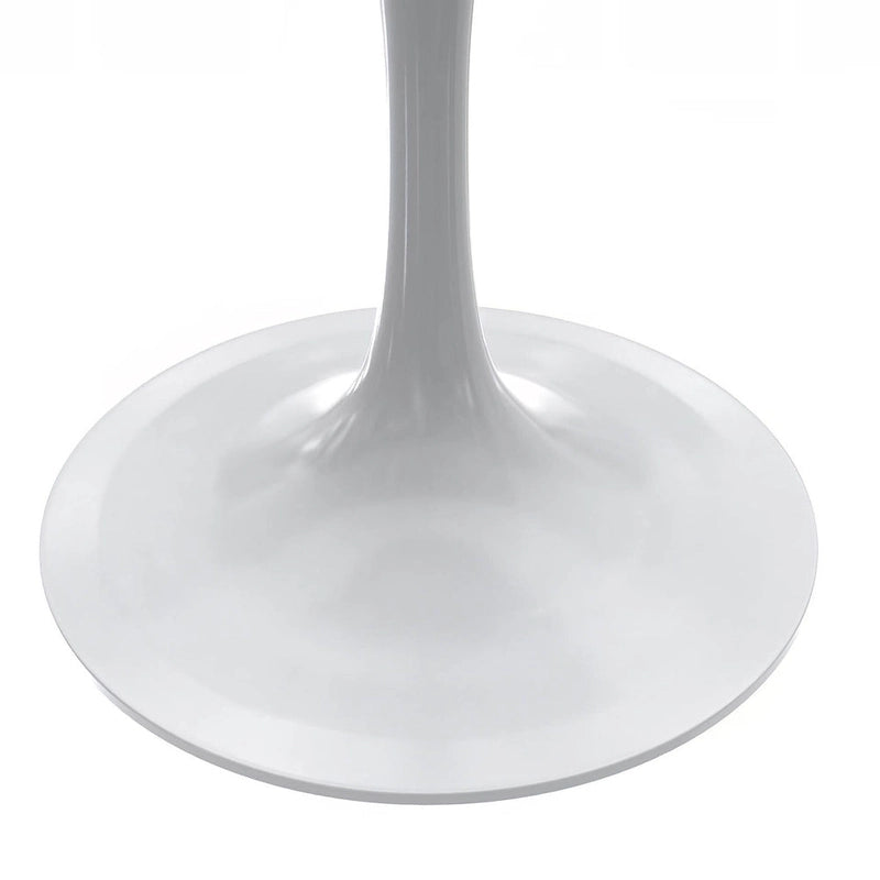 Table à manger ronde avec plateau en résine et piètement colonne en acier blanc