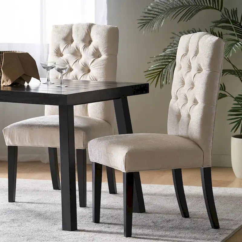 Lot de 2 chaises de salle à manger rembourrées avec pieds en bois