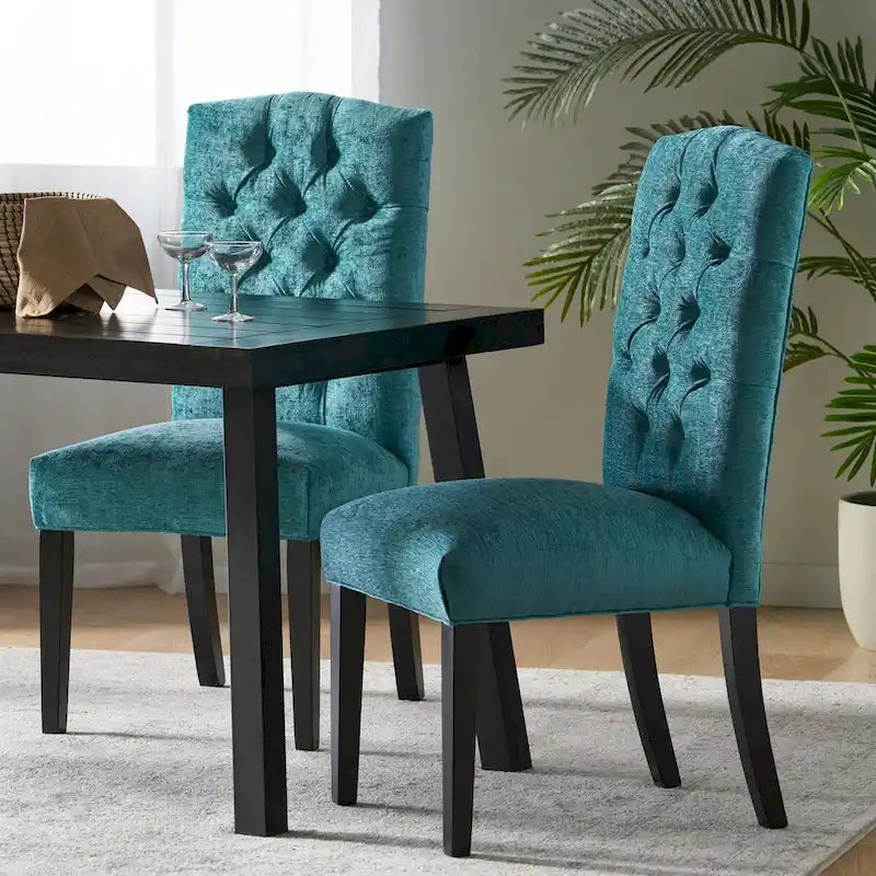 Lot de 2 chaises de salle à manger rembourrées avec pieds en bois