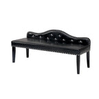 Banc d'appoint capitonné moderne en similicuir noir