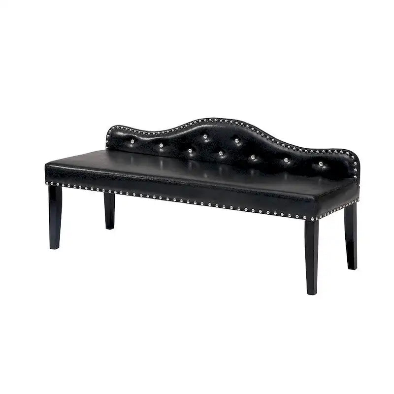 Banc d'appoint capitonné moderne en similicuir noir