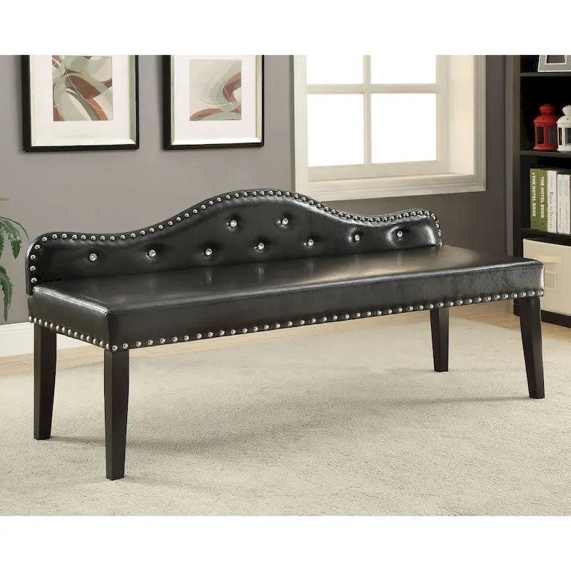 Banc d'appoint capitonné moderne en similicuir noir