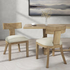 Chaises de salle à manger rembourrées à dossier à lattes en tissu et en hévéa (lot de 2)