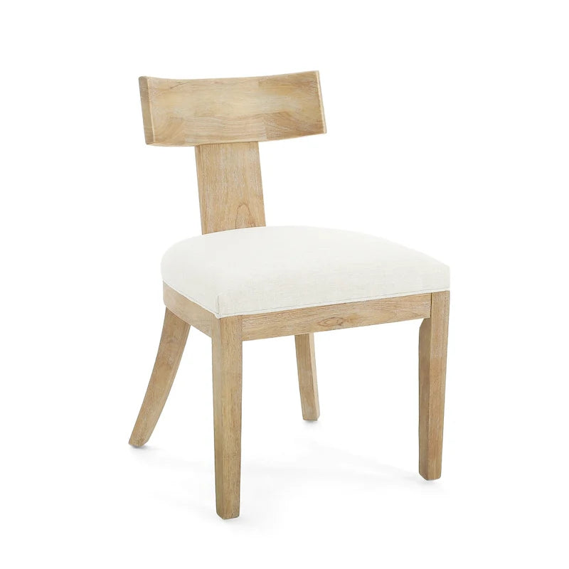 Chaises de salle à manger rembourrées à dossier à lattes en tissu et en hévéa (lot de 2)