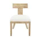 Chaises de salle à manger rembourrées à dossier à lattes en tissu et en hévéa (lot de 2)