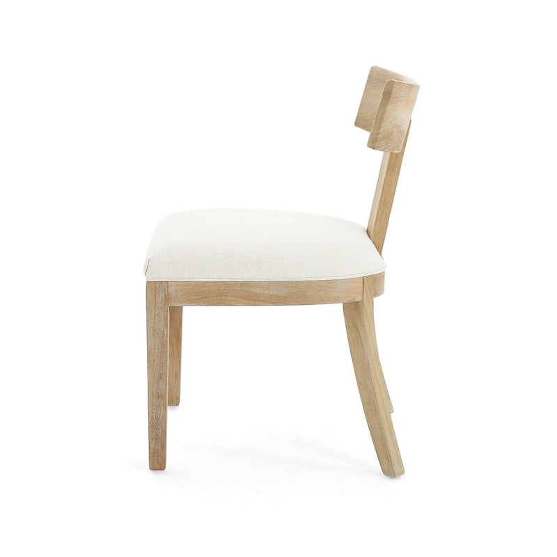 Chaises de salle à manger rembourrées à dossier à lattes en tissu et en hévéa (lot de 2)