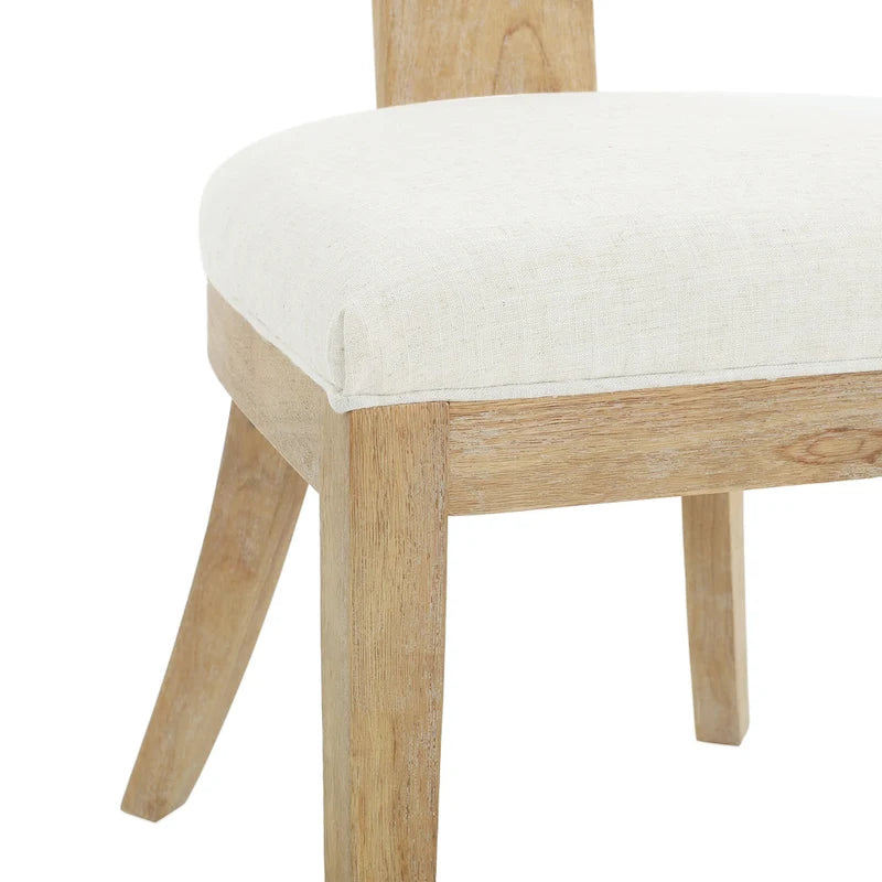 Chaises de salle à manger rembourrées à dossier à lattes en tissu et en hévéa (lot de 2)