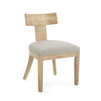 Chaises de salle à manger rembourrées à dossier à lattes en tissu et en hévéa (lot de 2)
