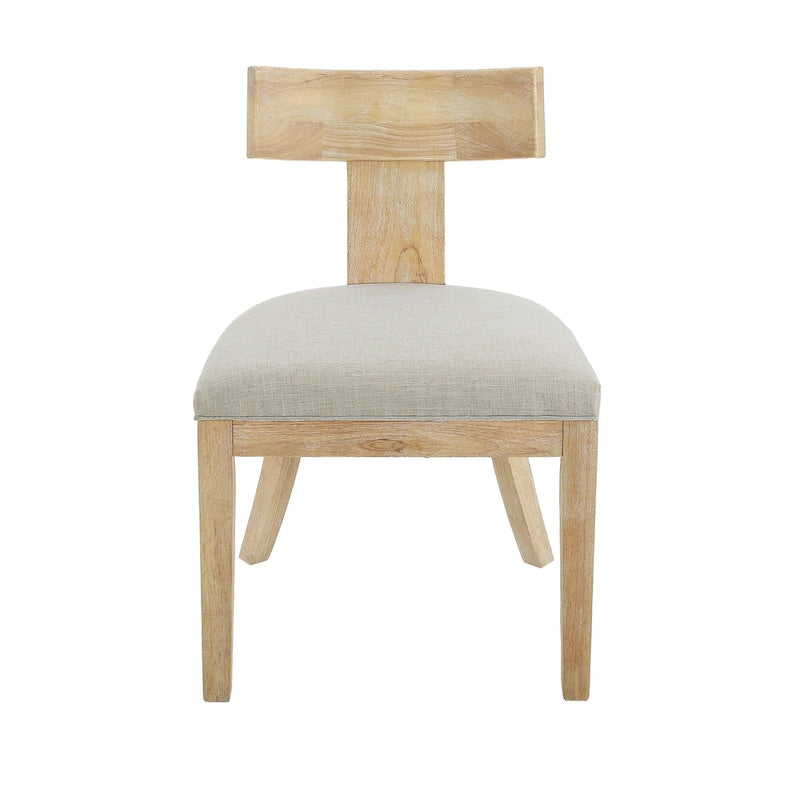 Chaises de salle à manger rembourrées à dossier à lattes en tissu et en hévéa (lot de 2)