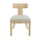 Chaises de salle à manger rembourrées à dossier à lattes en tissu et en hévéa (lot de 2)