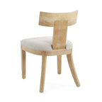 Chaises de salle à manger rembourrées à dossier à lattes en tissu et en hévéa (lot de 2)