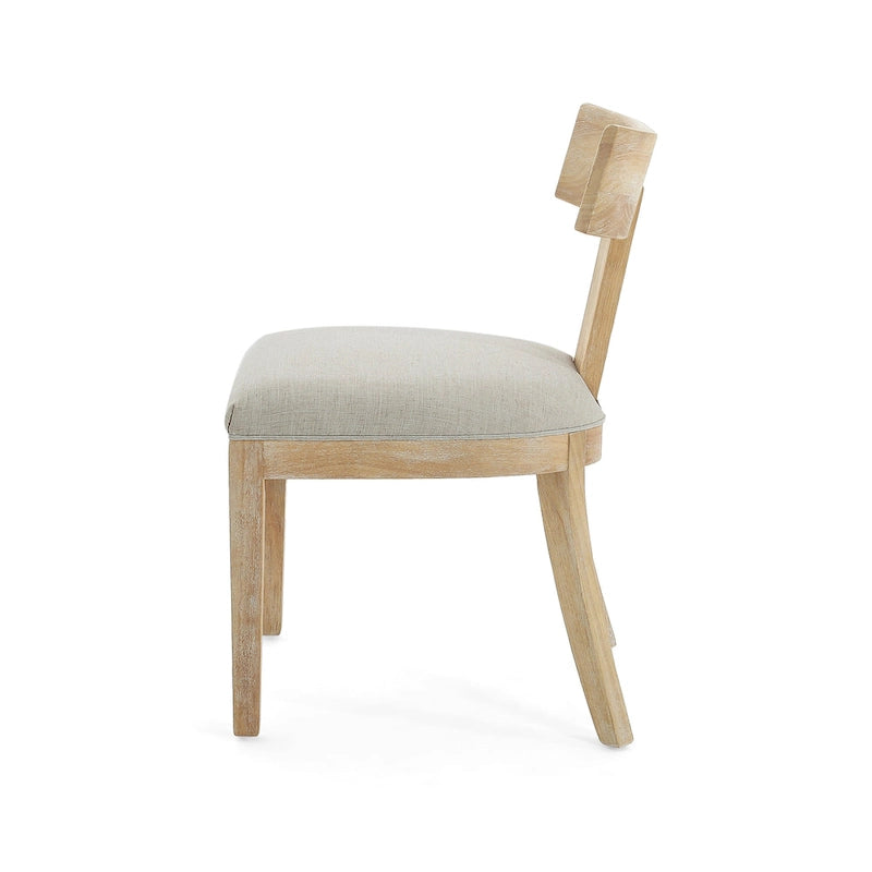 Chaises de salle à manger rembourrées à dossier à lattes en tissu et en hévéa (lot de 2)