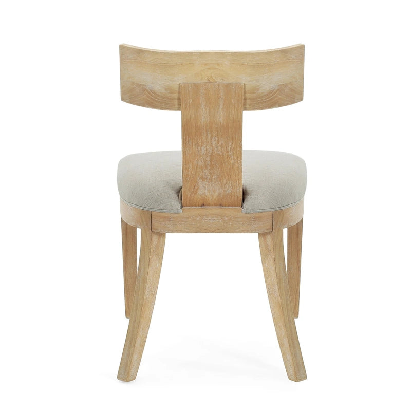 Chaises de salle à manger rembourrées à dossier à lattes en tissu et en hévéa (lot de 2)
