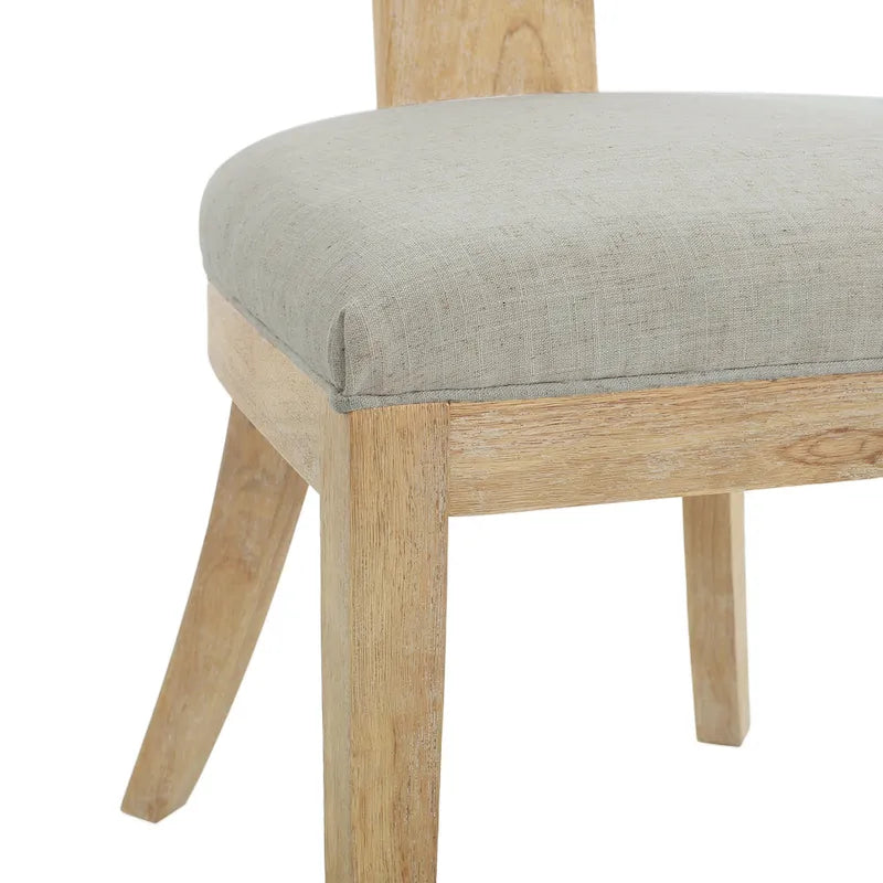 Chaises de salle à manger rembourrées à dossier à lattes en tissu et en hévéa (lot de 2)