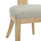 Chaises de salle à manger rembourrées à dossier à lattes en tissu et en hévéa (lot de 2)