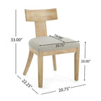 Chaises de salle à manger rembourrées à dossier à lattes en tissu et en hévéa (lot de 2)