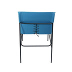 Chaise de salle à manger minimaliste en cuir avec surpiqûres bleues